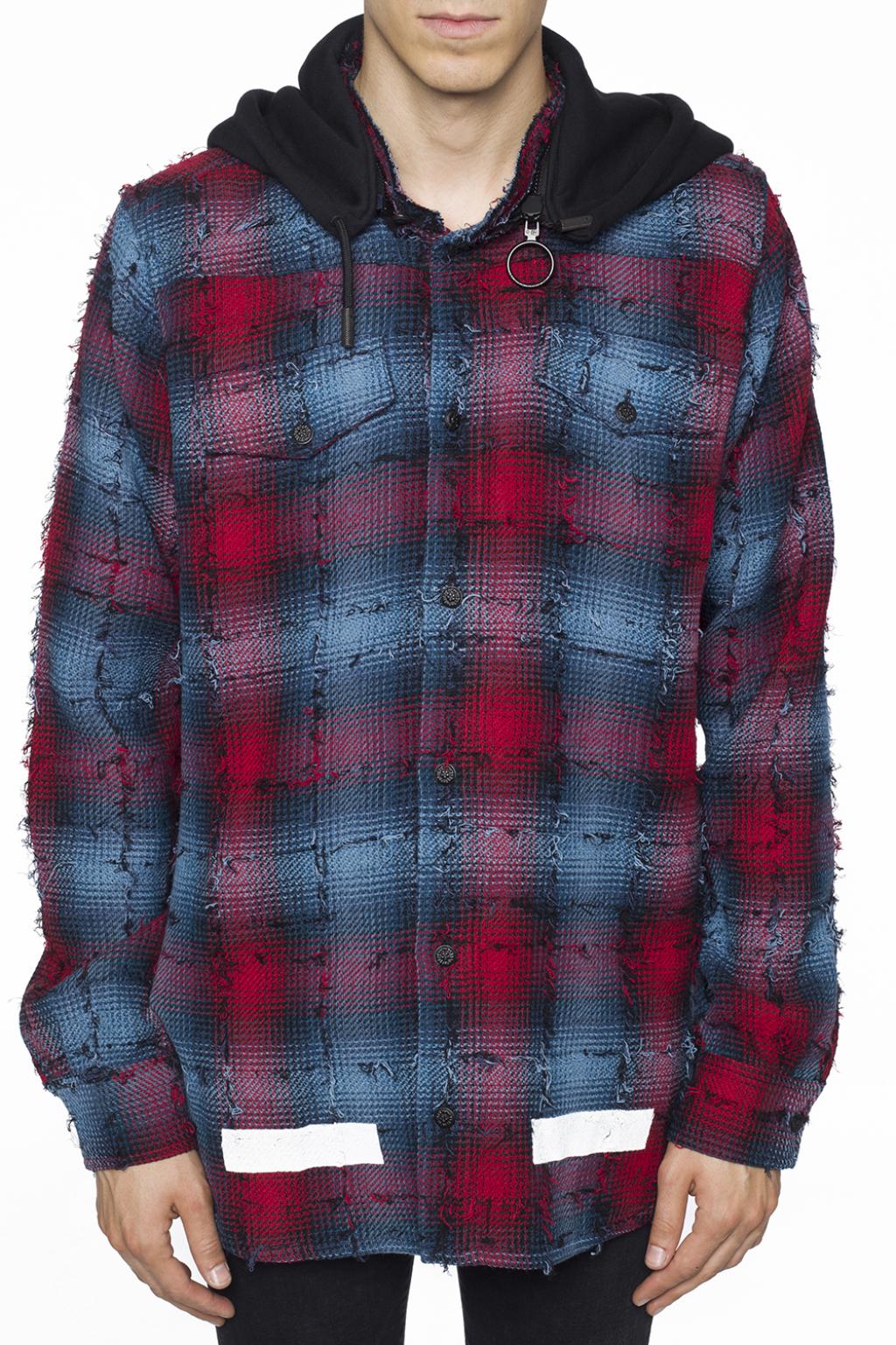 Off white outlet hooded check shirt